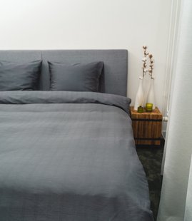 Sale - Kayori Shizu - Dekbedovertrek - Katoensatijn - 200/200-220 - Antracite