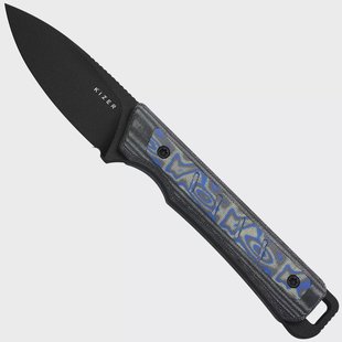 Kizer Whiskey Jack 1108A1 Black CPM 10V, Norplex UltreX Micarta & Vortex Micarta, vaststaand mes, Jonathan Styles design