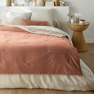 Gematelasseerd dekbed in effen fluwelen katoenen linnen, Velvet