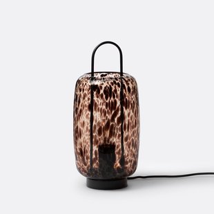 Tafellamp in metaal en amber glas, Toleco