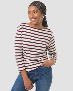 HEMA Dames T-shirt Cara jersey strepen bordeauxrood (bordeauxrood)