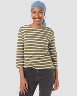 HEMA Dames T-shirt Cara jersey strepen olijf (olijf)