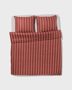HEMA Dekbedovertrek 240x200/220cm zacht katoen strepen bruin (bruin)