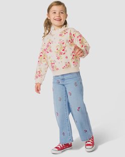 HEMA Kinderjeans wijd bloemen lichtblauw (lichtblauw)