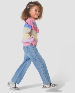 HEMA Kinderjeans wijd fruitprint middenblauw (middenblauw)