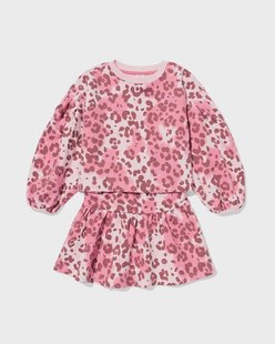 HEMA Kinderkledingset comfy fit sweatstof dierenprint roze (roze)