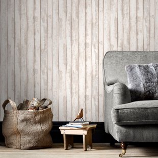 Papierbehang Houten Planken - Beige - Taupe - 10,05 M X 52,8 Cm