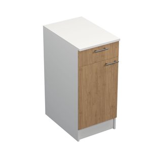 Onderkast Prim - Eikleurige Melamine - 1 Lade 1 Deur - 40x89x59cm - Werkblad Inbegrepen
