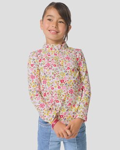 HEMA Kinder T-shirt rib bloemen ecru (ecru)
