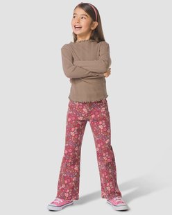 HEMA Kinderjeans wijd bloemen lichtbruin (lichtbruin)