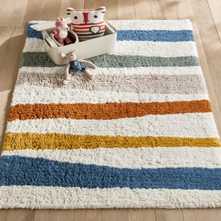 Gestreept vloerkleed, voor kinderen, in bio katoen, Strat