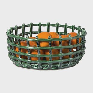 Mand keramiek groot - groen - ø26x11.5 cm