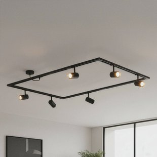 Lindby railsystem Linaro, GU10, 6-lamps, zwart, O-vorm