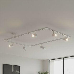 Lindby railsystem Linaro, GU10, 6-lamps, wit, O-vorm