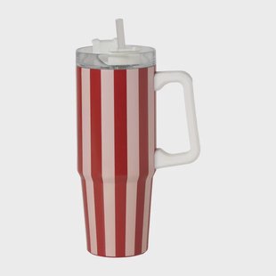 Drinkbeker streep - rood - 900 ml