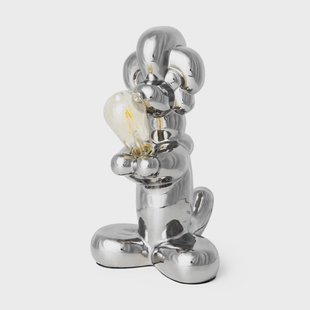 Poedel lamp XXL - zilverkleurig - 38 cm