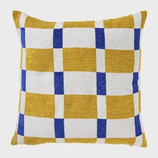 Kussen vlakken - geel/blauw - 45x45 cm