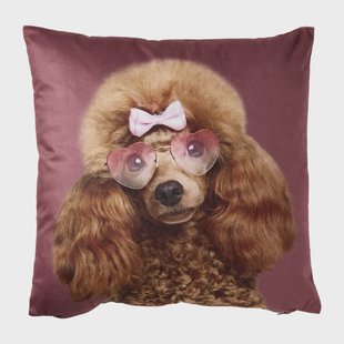 Kussen poedel - roze - 45x45 cm