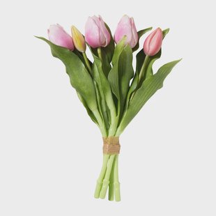 Kunstbloem tulpenboeketje - roze - 30 cm