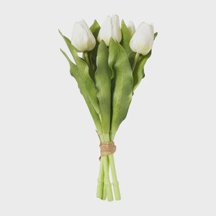 Kunstbloem tulpenboeketje - wit - 30 cm
