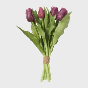 Kunstbloem tulpenboeketje - paars - 30 cm