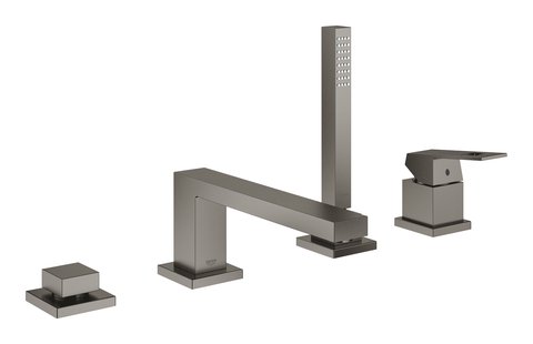 Badcombinatie GROHE Eurocube Viergats Hard Graphite Geborsteld