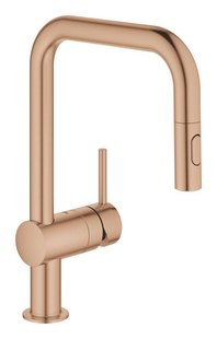 Keukenmengkraan GROHE Minta U-Uitloop Uittrekbare Dual Spray Warm Sunset Geborsteld