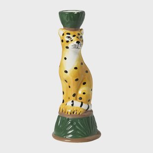 Kandelaar luipaard - groen - ø7x18 cm