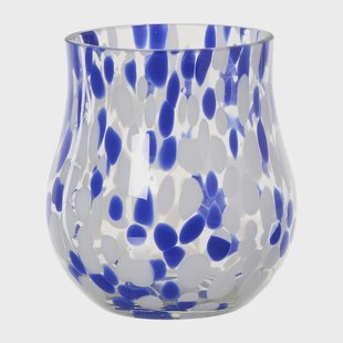 Vaas gevlekt - blauw/wit - ø14x15 cm