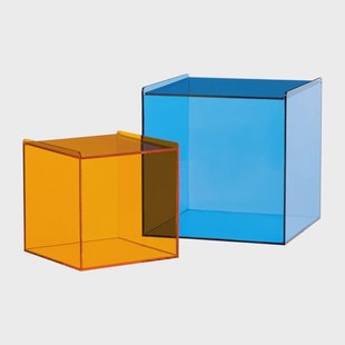 Decoratiebox acryl - oranje/blauw - set van 2