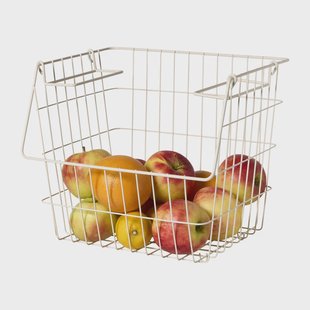 Metalen stapelmand - wit - 26x31.5x31 cm