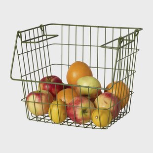 Metalen stapelmand - groen - 26x31.5x31 cm