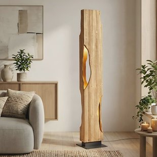 Lucande vloerlamp Tarry, hout, hoogte 137 cm, 4 x E27