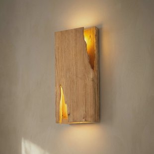 Lucande wandlamp Tarry, hout, breedte 45 cm, 2 x E14