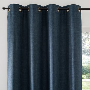 Gordijn met gevlochten afwerking en oogjes Montego