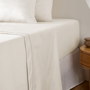 Effen plat laken in katoensatijn, Opale