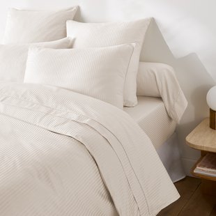 Dekbedovertrek in katoensatijn, Opale gestreept