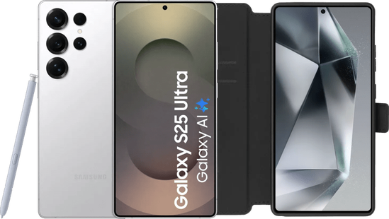 Samsung Galaxy S25 Ultra 512GB Wit 5G + BlueBuilt Book Case Zwart