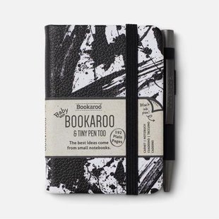 Bookaroo A7 Notebook & Pen - Black & White - Splatter