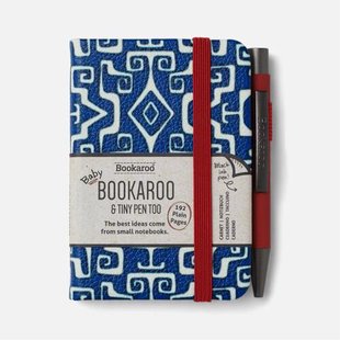 Bookaroo A7 Notebook & Pen - Navy & Dark Red - Aztec