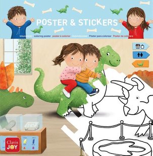 Kleurposter Luuk en Lotje. Het dinomuseum