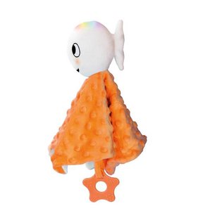 Klein wit visje knuffeldoekje (oranje)