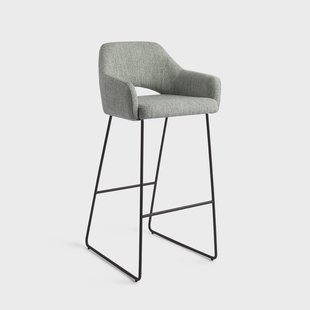 Jesper Home Barkruk 'Yanai' Slide Black, kleur Soft Sage (zithoogte 75cm)