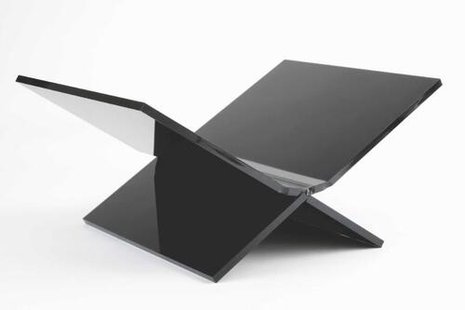 Boekenstandaard perspex middel design mat zwart