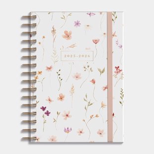Agenda A5 Spiraal D3 25/26 Aquarel bloemetjes