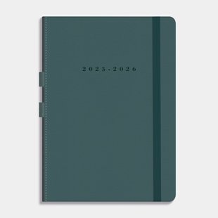 Agenda Luxe D3 25/26 Suedelook Petrolblauw met pennenlus