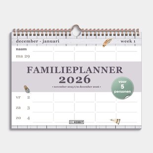 Familieplanner Spiraal 2026 A4 Veertjes
