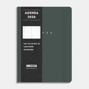 Luxe Agenda 2026 A5 Suedelook Donkergroen