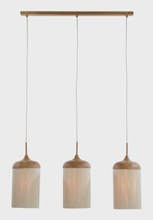 Light & Living Hanglamp 'Dania' Houtlook en touw, 3-lamps, kleur Licht hout
