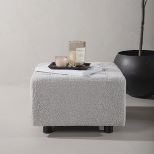 Nohr Hocker 'Deniz' Bouclé, kleur Lichtgrijs